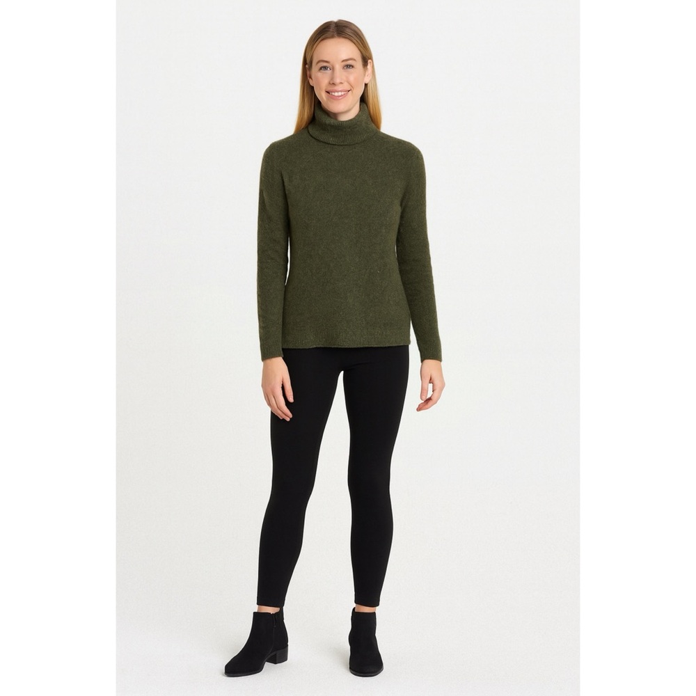 J. Crew Womens Green Ribbed Neck Turtleneck Sweater Supersoft Yarn, Size XS